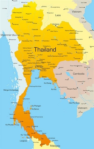 Carte Thaïlande, Thailand map